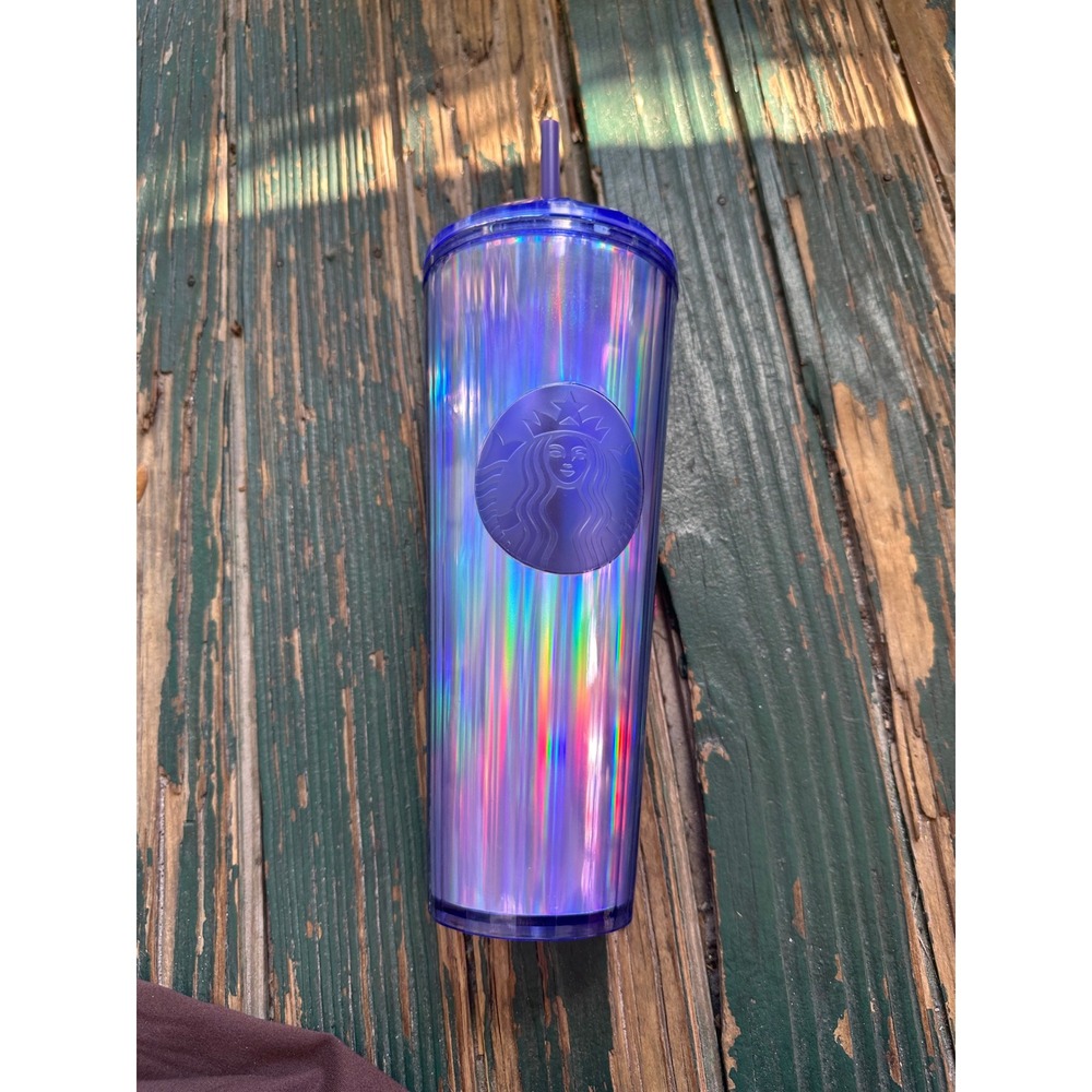 Starbucks Purple Iridescent Holographic Cold Cup Tumbler 24oz 011136294